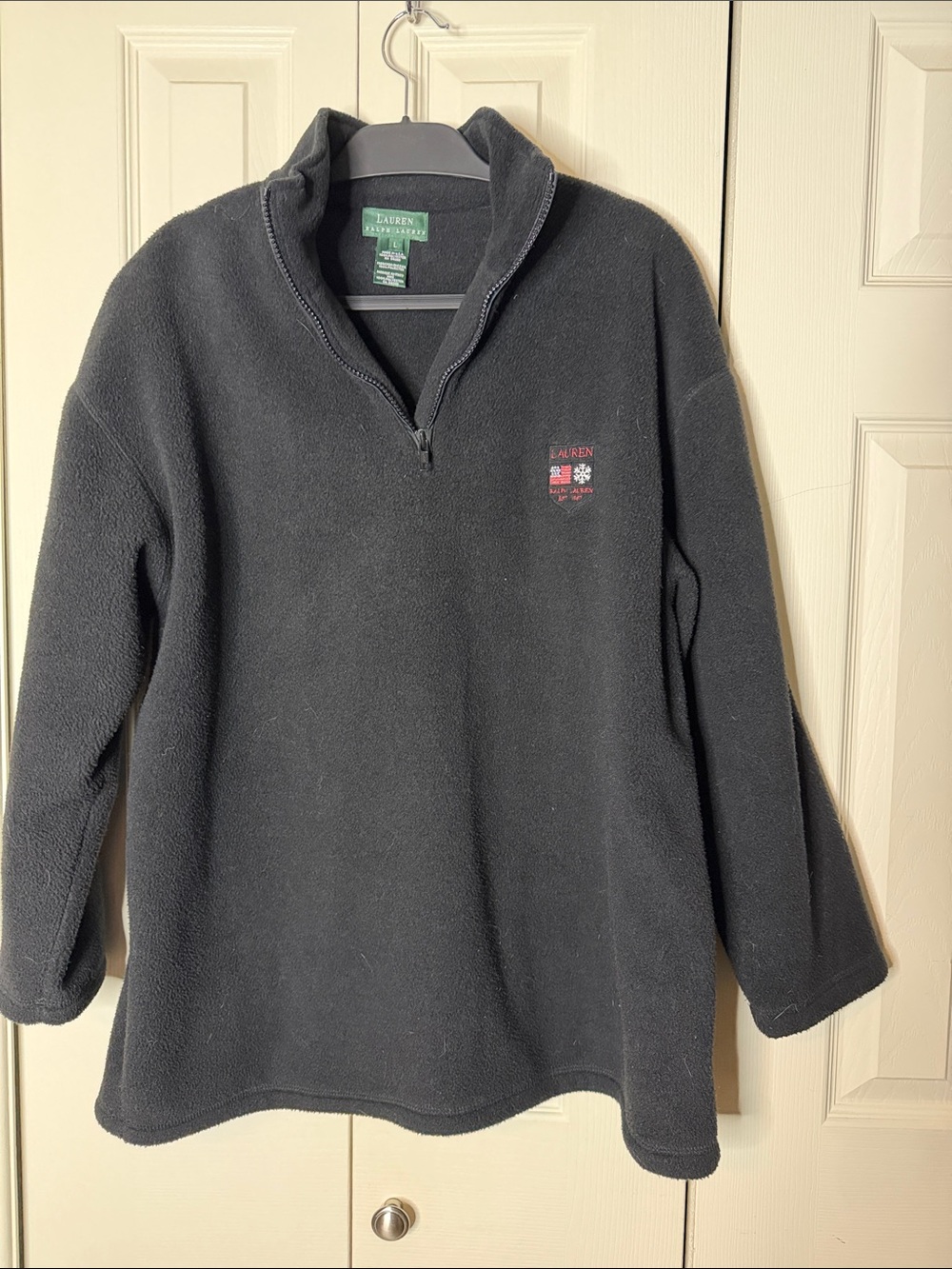 Lauren Ralph Lauren Black Quarter-Zip Fleece Pullover